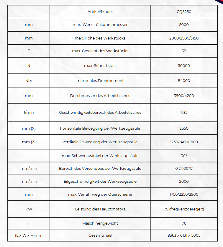 CQ5250 Doppelpinolen-Vertikal-Drehmaschine